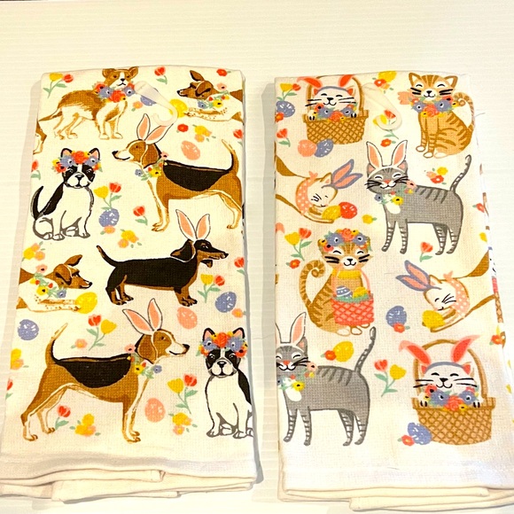 Other - ‼️ $5 ‼️ Must-Have for Animal Lovers!  Set of 2 Easter Dish Towels